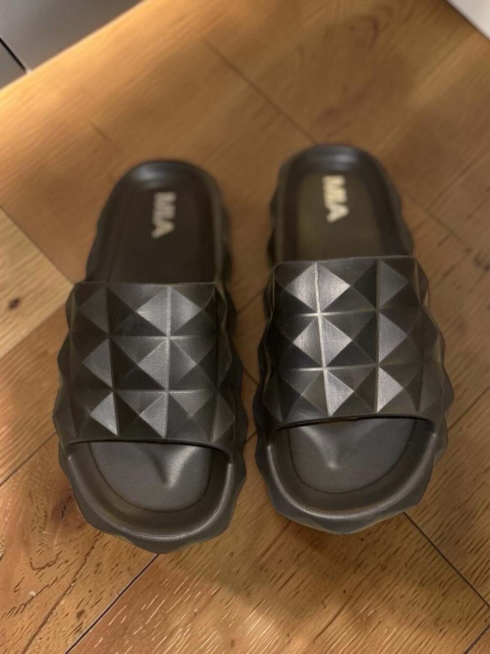 MIA Black Jellybean Studded Slip-On Slide Sandals